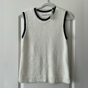 NWT Abercrombie & Fitch White Sleeveless Knit Top with Black Trim